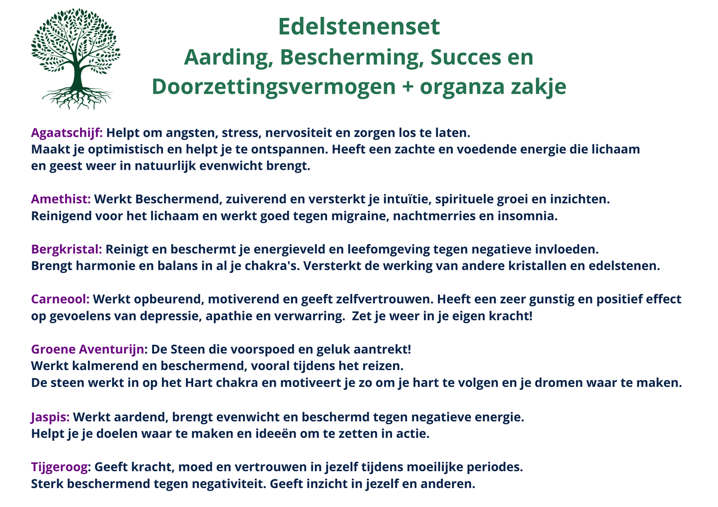Edelstenen set: Aarding, Bescherming, Succes en Doorzettingsvermogen